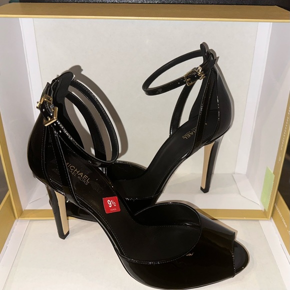 KORS Michael Kors Shoes - Michael Kors Open Toe Patent Leather Heels